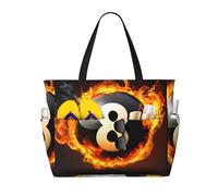 ZSUUGJ Super Black Ball On Fire - Bolsa de playa extra grande con bolsillos con cremallera, impermeable, a prueba de arena, para piscina, picnic, gimnasio y viajes
