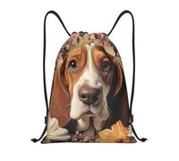 ZSUUGJ Sweet Basset Hound - Mochila ligera con cordón y diseño floral para viajes, fitness, yoga, playa