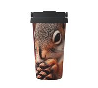 ZSUUGJ Taza de café aislada con anillo de transporte retráctil, tapa a prueba de fugas de una sola presión, taza térmica de viaje de acero inoxidable 304