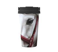 ZSUUGJ Taza de café aislada con anillo de transporte retráctil, tapa a prueba de fugas de una sola presión, taza térmica de viaje de acero inoxidable 304