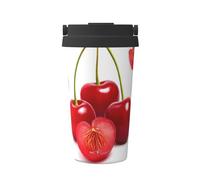 ZSUUGJ Taza de café aislada con patrón de fresas frescas con anillo de transporte retráctil, tapa a prueba de fugas de una sola presión, taza térmica de viaje de acero inoxidable 304