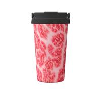 ZSUUGJ Taza de café aislada de carne de res con anillo de transporte retráctil, tapa a prueba de fugas de una sola presión, taza térmica de viaje de acero inoxidable 304