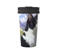 ZSUUGJ Taza de café aislada de gato de Pascua con anillo de transporte retráctil, tapa a prueba de fugas de una sola presión, taza térmica de viaje de acero inoxidable 304