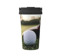 ZSUUGJ Taza de viaje portátil de acero inoxidable para club de golf, vaso aislado para bebidas frías y calientes con tapa a prueba de fugas, taza de café apta para viajeros para oficina, coche y