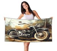 Zsuugj Toalla de playa de estilo americano, diseño de moto, 69,8 x 140 cm, toalla de playa ligera, manta de secado rápido para vacaciones, regalo esencial
