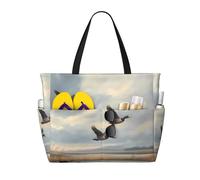 ZSUUGJ Wild Ducks - Bolsa de playa extragrande con bolsillos con cremallera, impermeable, a prueba de arena, para piscina, picnic, gimnasio y viajes