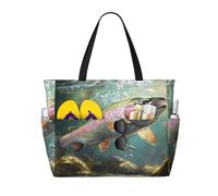 ZSUUGJ Wild Fly Fishing - Bolsa de playa extragrande con bolsillos con cremallera, impermeable, a prueba de arena, para piscina, picnic, gimnasio y viajes