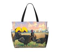 ZSUUGJ Wild Turkeys - Bolsa de playa extragrande con bolsillos con cremallera, impermeable, a prueba de arena, para piscina, picnic, gimnasio y viajes