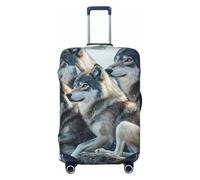 ZSUUGJ Wolf Pack - Fundas de equipaje de viaje para maleta, elásticas, antiarañazos, de elastano, fundas de equipaje para equipaje de 18 a 32 pulgadas, Negro -, L