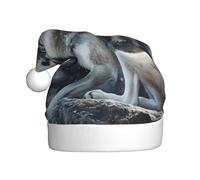ZSUUGJ Wolf Pack - Gorro de Papá Noel de felpa para adultos, sombrero de vacaciones suave con ribete blanco y pompón, accesorio festivo reutilizable para el hogar, la oficina y la fiesta