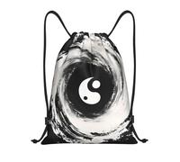 ZSUUGJ Yin Yang - Mochila ligera con cordón y patrón de tinta para viajes, fitness, yoga, playa, Negro, M