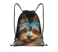 ZSUUGJ Yorkshire Terrier - Mochila ligera con cordón y diseño de agujero de árbol para viajes, fitness, yoga, playa, Negro, M