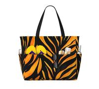 ZSUUGJ Zebra Gold Texture - Bolsa de playa extra grande con bolsillos con cremallera, impermeable, a prueba de arena, para piscina, picnic, gimnasio y viajes