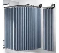 ZSWXF Barra de Cortina de Ducha Plegable con ventosas y Anillas, de Lino Resistente al Moho, Impermeable, a Prueba de Salpicaduras, en Forma de L/U, Escalera y Recta para baño,Grau Blau,4Folds