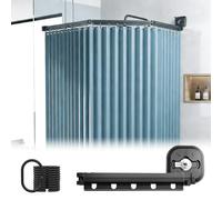 ZSWXF Barras para Cortina De Ducha, Barra De Ducha De Esquina Sin Taladrar, Cortina Impermeable Y Resistente Al Moho, Plegable 360° En Forma De U/L/Recta, para Baños, Bañeras, Vestuarios,Blau,5Folds