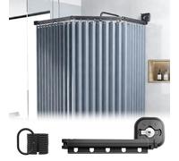 ZSWXF Juego de Barras de Cortina de Ducha Plegables, 2/3/4/5 Pliegues, multiángulo, sin Perforaciones, Impermeables y Resistentes al Moho, para baños, bañeras y vestuarios,Grau Blau,5Folds