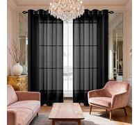 ZTAOPSH Cortinas Poliéster Translucida 850 x 410 cm Transparente Cortinas Poliéster Translucida Ojales Ventilada para Sala Cuarto Dormitorio Habitación Comedor Cocina Salón Sala, Negro