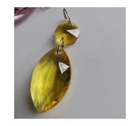 ZTBH 2 uds guirnalda 38mm K9 colgantes de prismas de gota de cristal con cuentas lámpara iluminación piezas colgantes(Yellow)