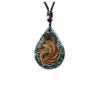 ZTBH Colgante de orgón Colgante de malaquita, Colgante de Cristal Phoenix, joyería de Piedras Preciosas 7 Chakra con Colgante de orgón de Piedra de Crista