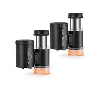 ZTBH Kit de Accesorios para microscopios 2 Piezas 60x Mini Microscopio portátil de Bolsillo, con 3 luz Portaobjetos de microscopio