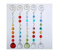 ZTBH Piezas de hebras de cuentas octagonales de cristal, prismas de arcoíris, decoración del hogar, 5 uds.