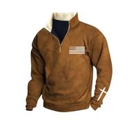 ZTBKW Sudadera con estampado para hombre - Jersey con media cremallera para hombre, codos, sudaderas largas con bandera americana sin capucha, suéter de cuello alto, jersey para hombre, estilo retro