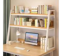 ZTCHSENZT Estante de escritorio de roble de 2 niveles, elegante mueble de escritorio para dormitorio universitario, oficina y dormitorio, maximiza el espacio y ordena tu espacio de trabajo, arce, 55 x
