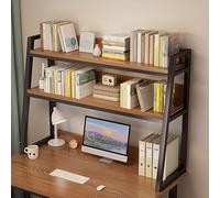 ZTCHSENZT Estante de escritorio de roble de 2 niveles, elegante mueble de escritorio para dormitorio universitario, oficina y dormitorio, maximiza el espacio y ordena tu espacio de trabajo, roble, 75
