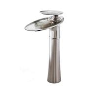 ZTCHSENZT Grifo De Baño En Cascada con Pátina Negra De Cobre, con Instalación De Un Solo Orificio, para Agua Caliente Y Fría,Brushed Silver High