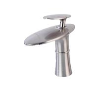 ZTCHSENZT Grifo De Baño En Cascada con Pátina Negra De Cobre, con Instalación De Un Solo Orificio, para Agua Caliente Y Fría,Brushed Silver Short