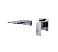 ZTCHSENZT Grifo De Baño En Cascada, Empotrado En La Pared, De Cobre, Negro, Diseño Dividido para Lavabo Y Cocina,Silver