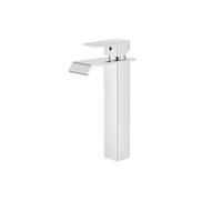 ZTCHSENZT Grifo De Cascada De Acero Inoxidable con Mezclador De Agua Caliente Y Fría, Diseño Curvo En Plata Cepillada, Grifos para Lavabo,Brushed Silver High