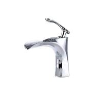 ZTCHSENZT Grifo De Cascada para Lavabo De Encimera De Un Solo Orificio, De Cobre, con Lavabo De Agua Caliente Y Fría,Silver