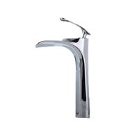 ZTCHSENZT Grifo De Cascada para Lavabo De Encimera De Un Solo Orificio, Totalmente De Cobre, con Lavabo De Agua Caliente Y Fría,Silver High