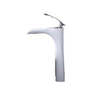 ZTCHSENZT Grifo De Cascada para Lavabo De Encimera De Un Solo Orificio, Totalmente De Cobre, con Lavabo De Agua Caliente Y Fría,White+Silver High