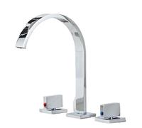 ZTCHSENZT Grifo De Tres Orificios Estilo Hotel, Totalmente De Cobre Cepillado, para Lavabo,Bright Silver