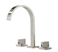 ZTCHSENZT Grifo De Tres Orificios Estilo Hotel, Totalmente De Cobre Cepillado, para Lavabo,Silver