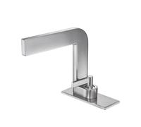 ZTCHSENZT Grifo Monomando para Lavabo Bajo Encimera De Un Solo Orificio En Plata Cepillada con Grifo Mezclador Estilo Hotel,Silver+Board