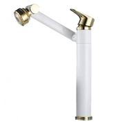 ZTCHSENZT Grifo Universal para Lavabo De Baño, Color Blanco Y Dorado, con Función De Rotación,White+Gold High