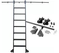 ZTCHSENZT Kit de herramientas de escalera deslizante para estantería - Sistema completo de pista telescópica con ruedas de freno - Kit de riel deslizante para uso doméstico y de oficina, kit de pista