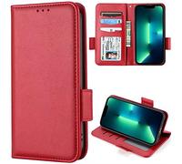 ZTE Blade A35 - Funda de piel para ZTE Blade A35, funda tipo cartera con función atril, cierre magnético con ranuras para tarjetas y soporte para ZTE Blade A35, color rojo