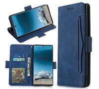 ZTE Blade V60 Design - Funda de piel sintética con tapa para absorción de golpes, a prueba de golpes, funda protectora magnética con ranuras para tarjetas para ZTE Blade V60, diseño azul