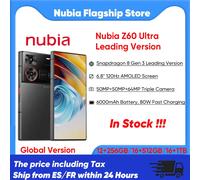 ZTE Nubia Z60 Ultra Leading Version Smartphone 5G Snapdragon 8 Gen 3 Leading Version 6.8'' 120Hz AMOLED Screen 80W Fast Charging 64MP Camera NFC 16+512GB Sliver 24h