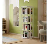 Ztexkee Estantería giratoria para Libros, Librerías 4 estantes, rotación de 360°, Metal estantería Multifuncional para salón, Dormitorio, Estudio, Oficina, Blanco