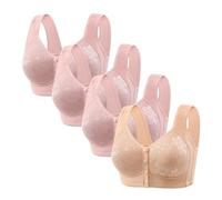 ZTFYKLIN 4 Pieces of Front Open Buckle Top Support Without Ring Beauty Back Middle Bra Large Size Thin Vest Type Gathered Underwear Sujetadores Aros Mujer (Hot Pink, 44) Sujetador Reductor Sin