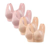 ZTFYKLIN 4 Pieces of Front Open Buckle Top Support Without Ring Beauty Back Middle Bra Large Size Thin Vest Type Gathered Underwear Sujetadores Aros Mujer (Rose Gold, 44) Sujetador Push Up