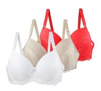 ZTFYKLIN Bolsa 3 Conjunto De Sujetador con Tirantes para Mujer Clásico Ajustado Grande Sexy Cómodo Uso Diario (Beige, 90E) Sujetadores Dolor Espalda Palabra Honor Push Up Relleno Y Encaje