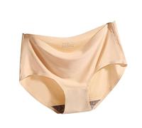 ZTFYKLIN Bragas Algodon Mujer Interior Triangular Sexy De Cintura Media Transpirable Sin Rastro Seda Helada para Primavera/Verano (Khaki, M) Pantaletas Panty Reductor Bikini Tangas Braguitas