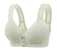 ZTFYKLIN Bras For Older Women Front Closure Bra No Underwire Opening with Breathable Cotton Sujetadores Deportivos Tirantes (Green, 40B) Sujetador Invisible Adhesivo Reductores 100 Algodon Sin