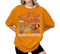 ZTFYKLIN Camiseta Interior Mujer Geller Cup Shirt Friends TV Show tee Football Trophy Graphic Retro 1996 Bowl Funny Thanksgiving (Yellow, L) Deporte Top Lentejuelas Look Fiesta Algodón Manga